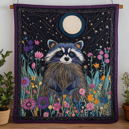Raccoon Bloom Night CW1501084CL Quilt