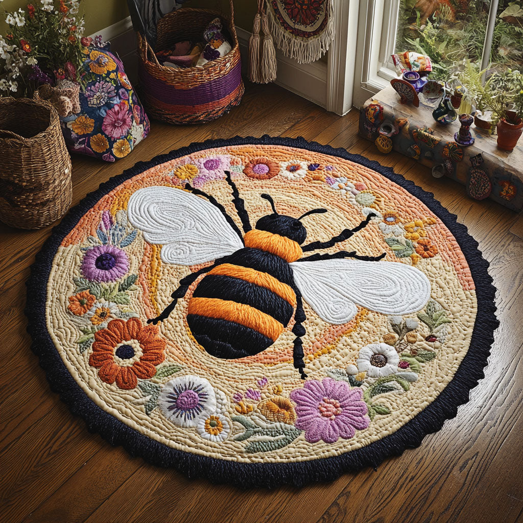 Flower Bee WJ2504042CL Quilted Round Mat