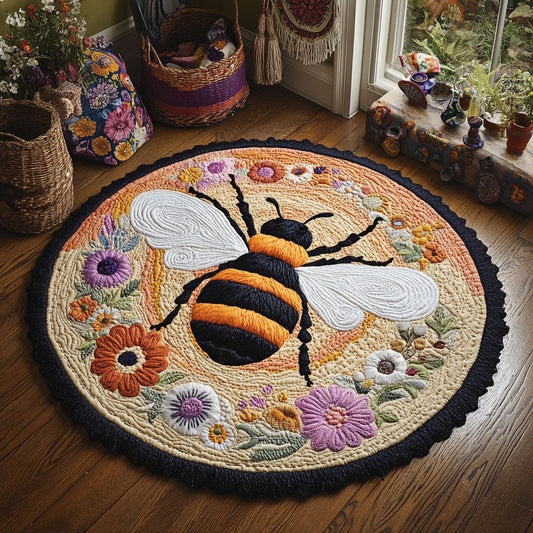 Flower Bee WJ2504042CL Quilted Round Mat