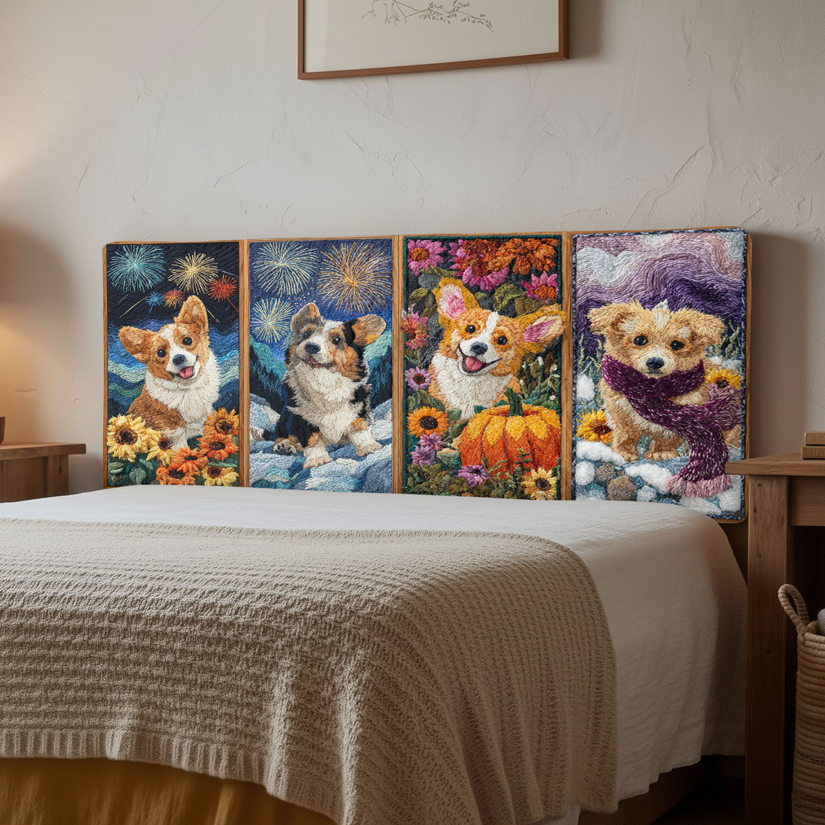 Happy Corgi CW0501010CL Quilted Headboard Slipcover