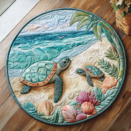 Happy Turtle CQ0306056CL Quilted Round Mat