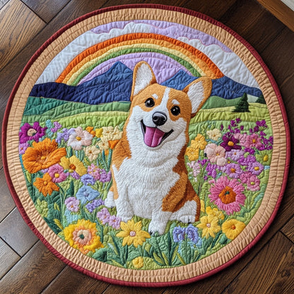 Happy Corgi CW1407023CL Quilted Round Mat