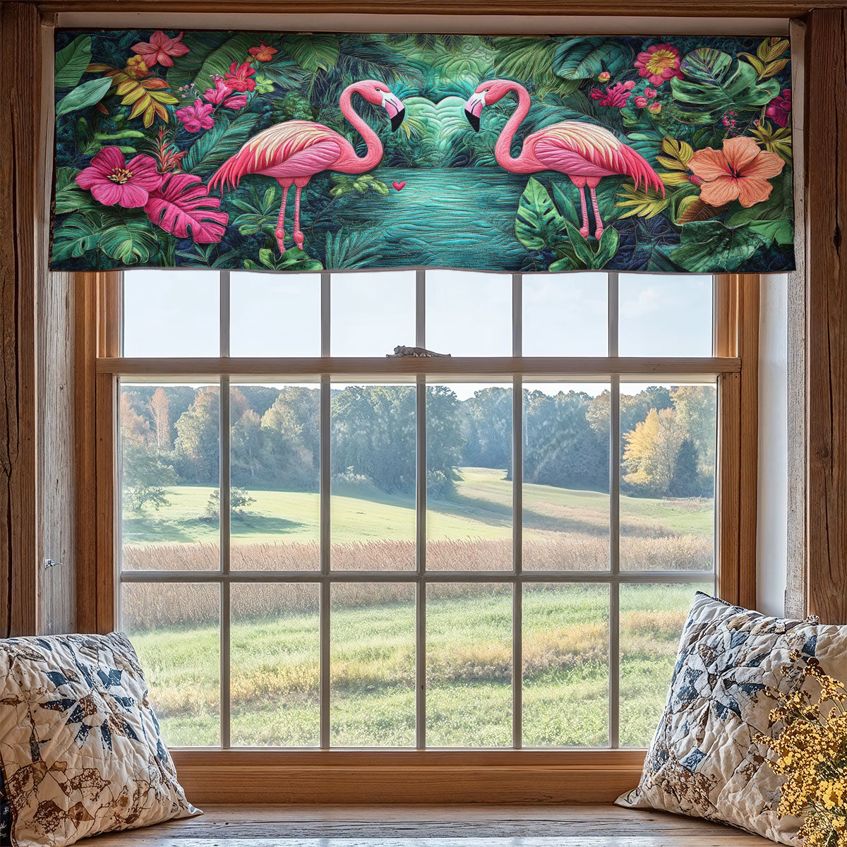 Couple Flamingo WX1405010CL Quilted Valance