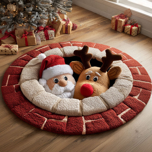 Santa Stuck CP1811010CL Quilted Round Mat