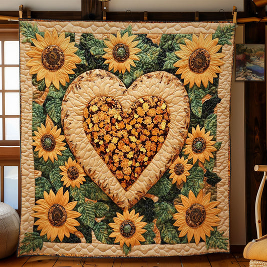 Sunflower Leopard Heart WN0701035CL Quilt