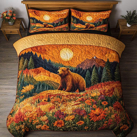 Bear And Flower Sunset WY0802005CL Duvet Cover Set