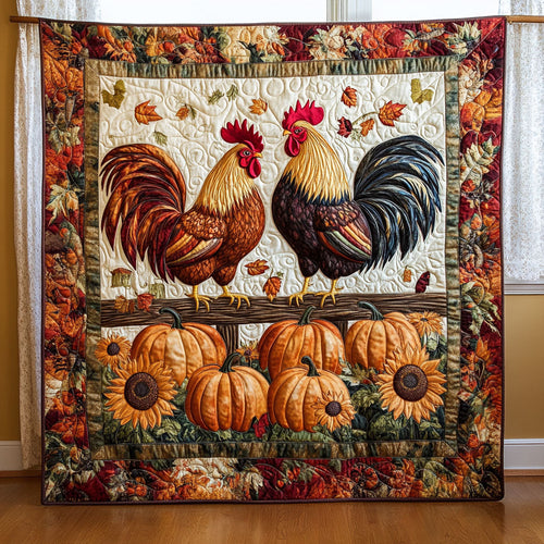 Autumn Roosters WY2108045CL Quilt