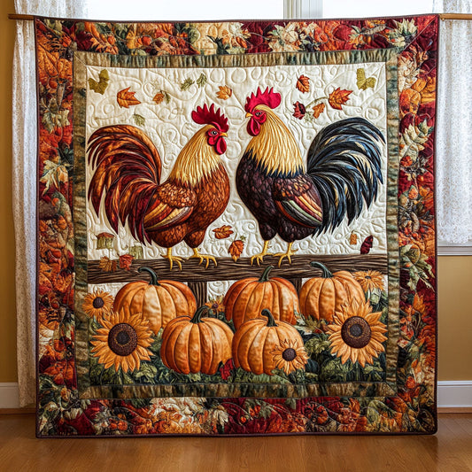 Autumn Roosters WY2108045CL Quilt