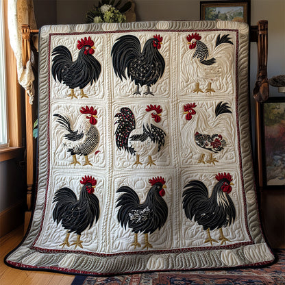 Black And White Rooster WY1303006CL Quilt