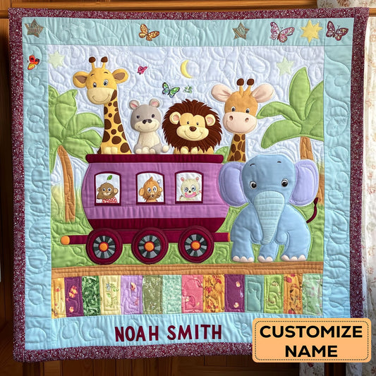 Little Animal Train WY1807024CL Personalized Baby Quilt