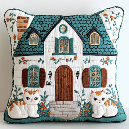 Cozy Cottage Cat WJ1402032CL Quilt Pillow Case