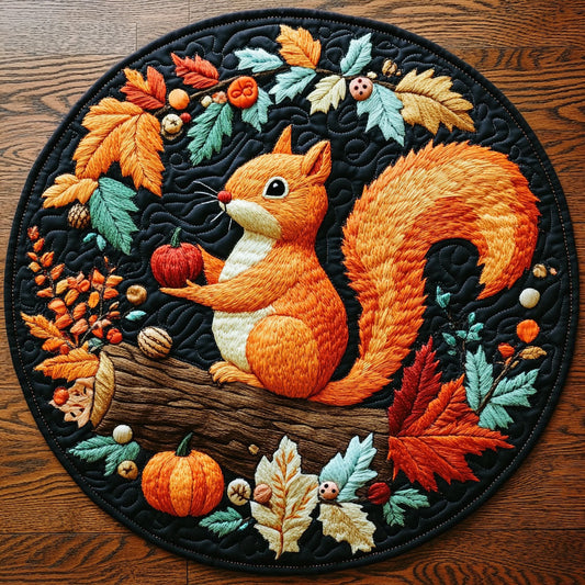 Autumn Whisper  Squirrel WX0407005CL Quilted Round Mat