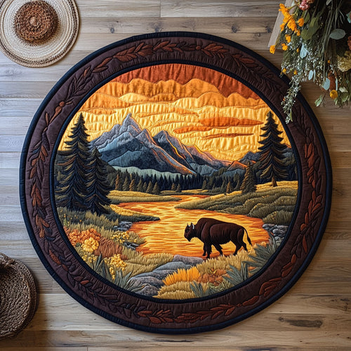 Buffalo Sunset Spirit WY3006022CL Quilted Round Mat