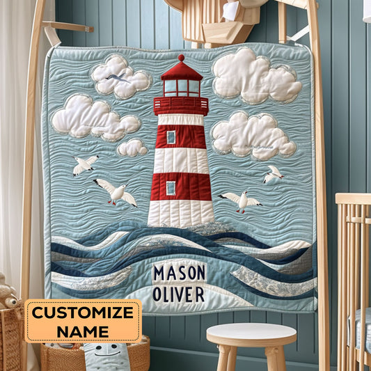 Ocean Lighthouse WY3007014CL Personalized Baby Quilt
