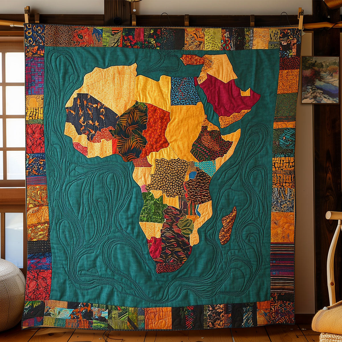 Cushion Africa Map WY0303010CL Quilt