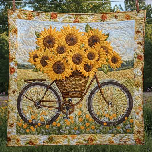Bicycle With A Basket Full Of Sunflowers LT2409014CL Quilt
