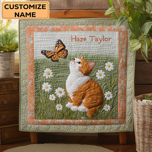 Cat And Butterfly WN3107005CL Personalized Baby Quilt
