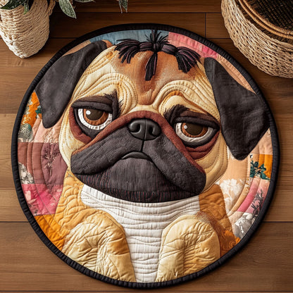 Grumpy Pug CP0107029CL Quilted Round Mat