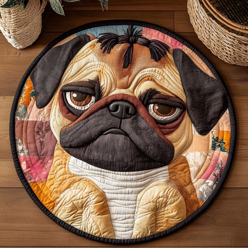 Grumpy Pug CP0107029CL Quilted Round Mat
