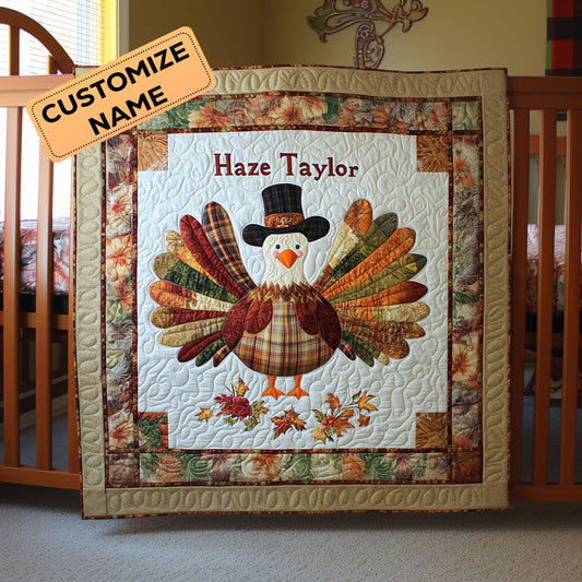 Turkey Giggles WN3107068CL Personalized Baby Quilt