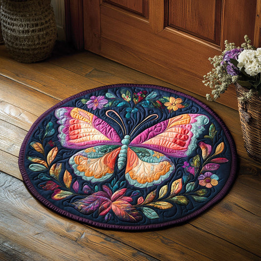 Foral Butterfly WX2605025CL Quilted Round Mat