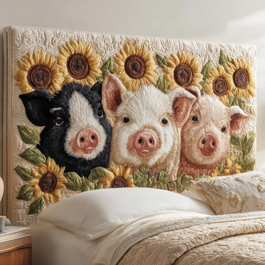 Blooming Piglets XR1812005CL Quilted Headboard Slipcover