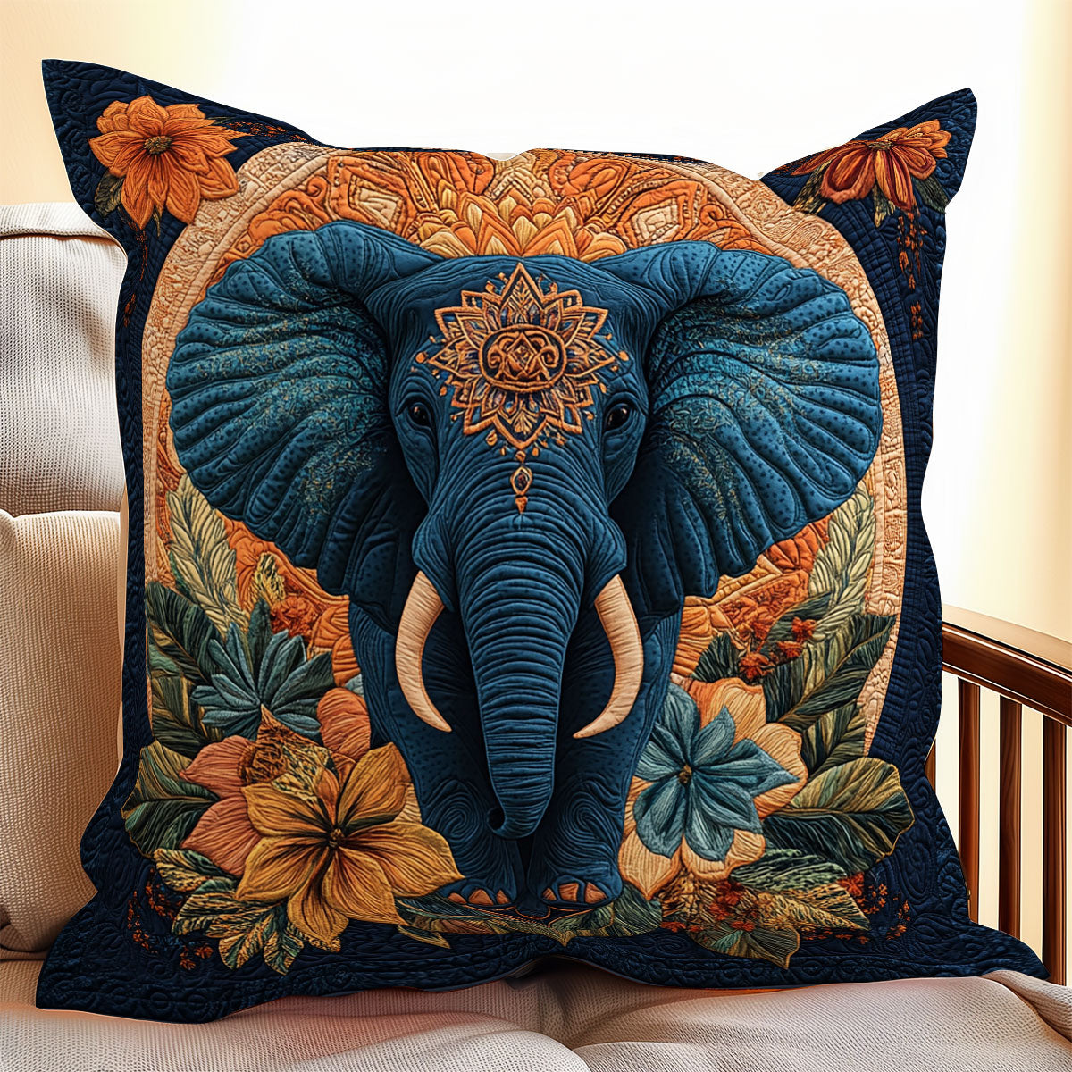 Floral Elephant WX0406089CL Quilt Pillow Case
