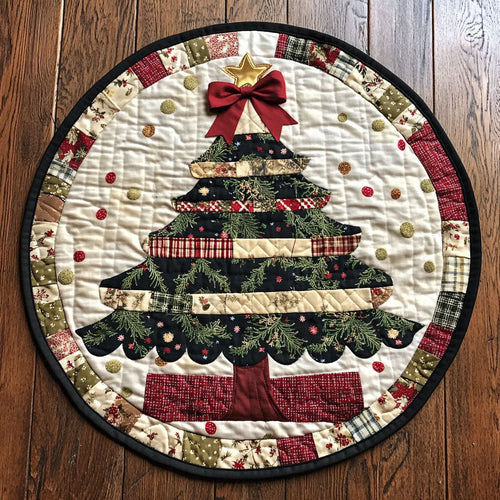 Star Warm Christmas Tree WN1211103CL Quilted Round Mat