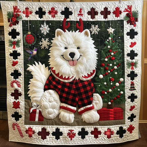 Fluffy Samoyed Christmas Delight WN2510061CL Quilt