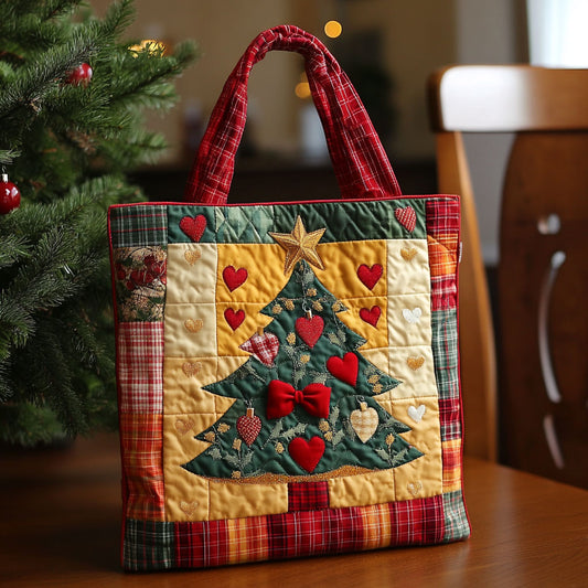 Patchwork Christmas Tree CW1211073CL Quilted Tote Bag