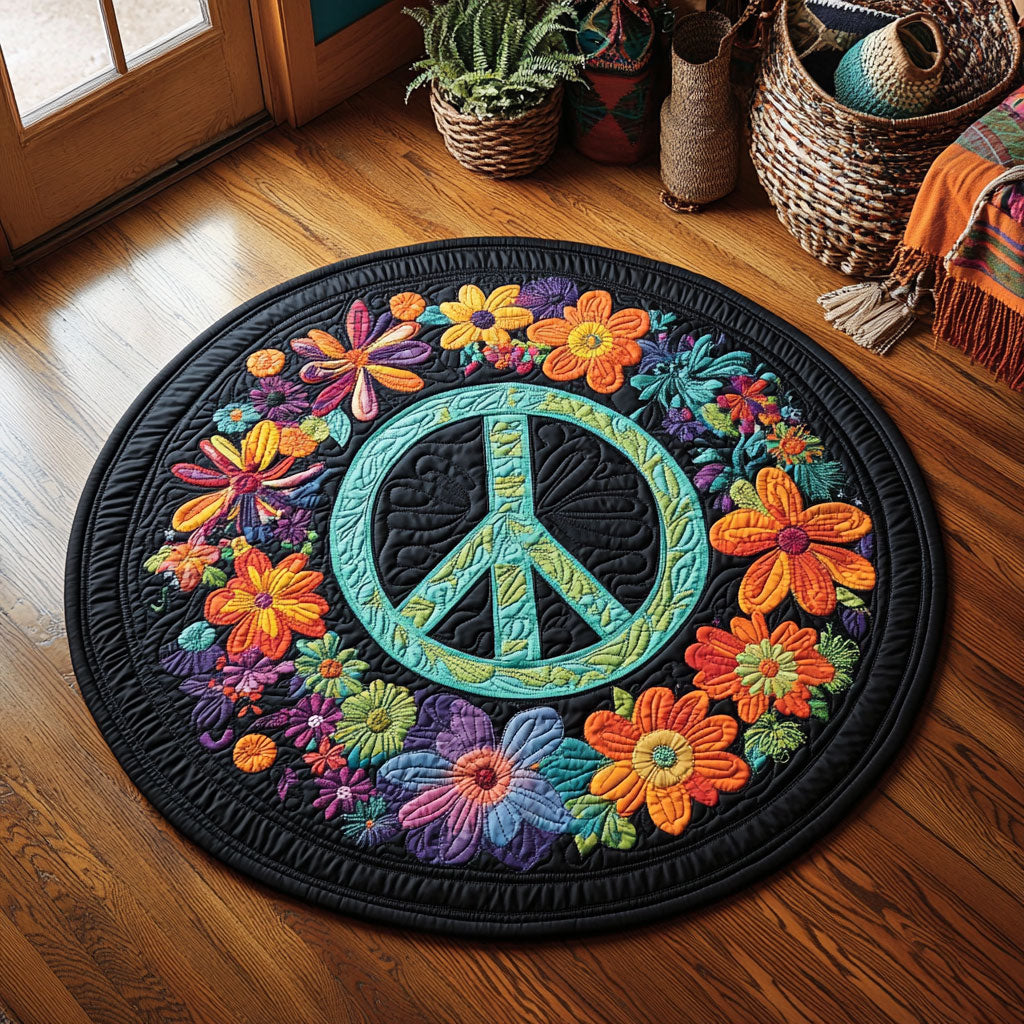Groovy Garden Peace WY3006091CL Quilted Round Mat
