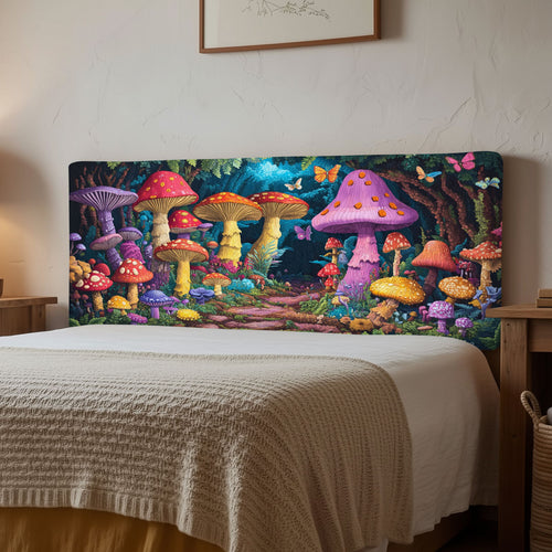 Whimsical Mushroom Forest WJ1212029CL Quilted Headboard Slipcover