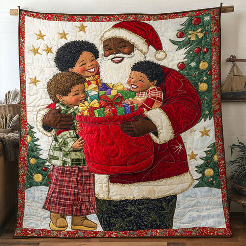 Snowy Black Santa Claus Night WN0511087CL Quilt