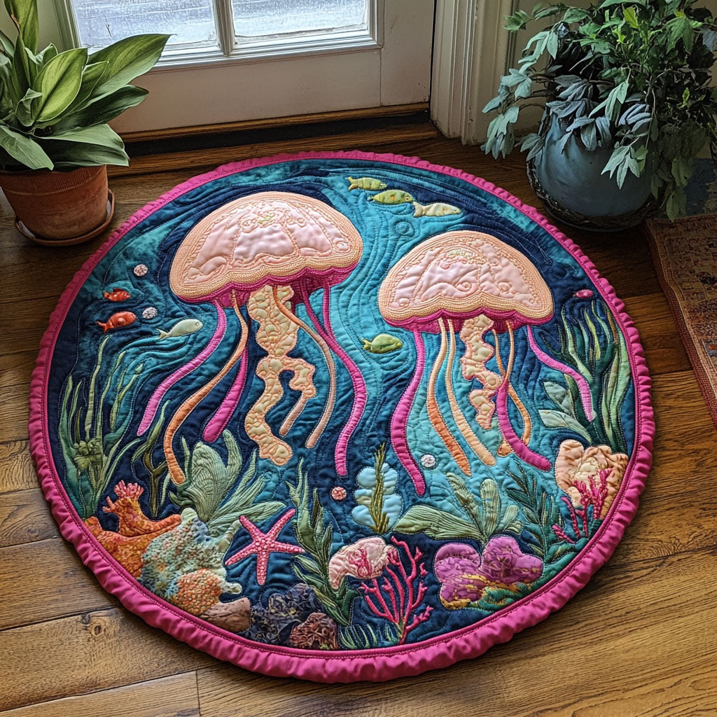 Float in the Blue CM2404045CL Quilted Round Mat