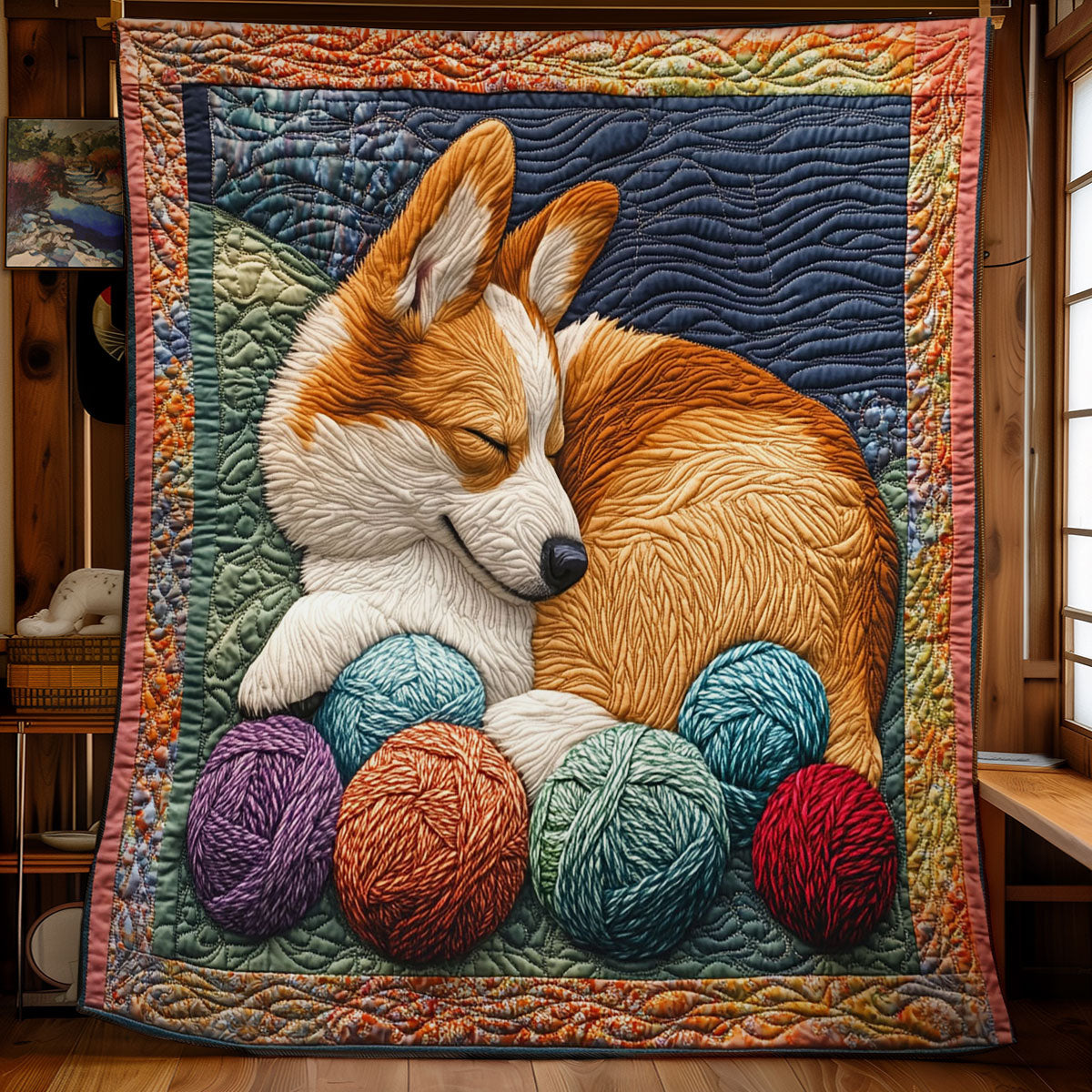 Cute Corgi Sleeping WY0901026CL Quilt