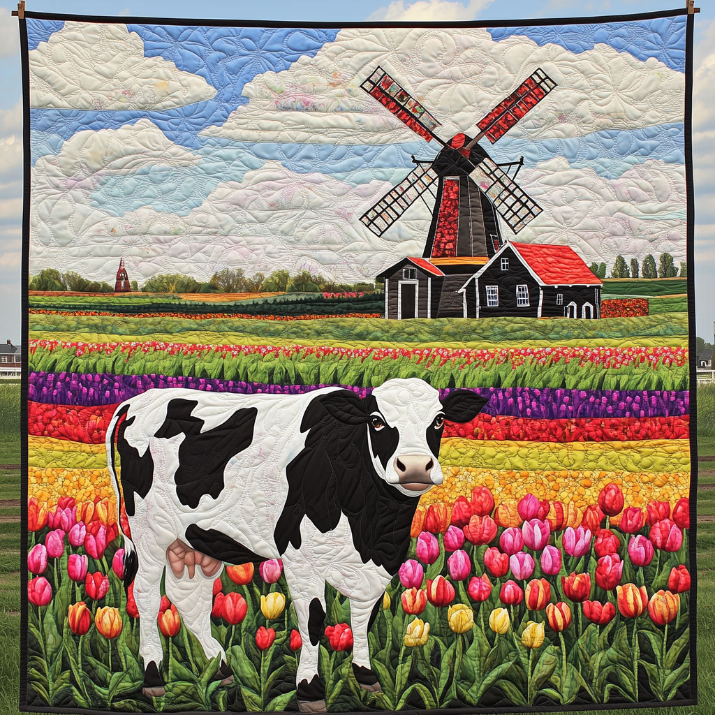 Cow Windmill And Tulip Field LT1909013CL Quilt