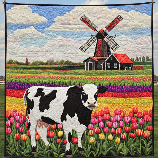 Cow Windmill And Tulip Field LT1909013CL Quilt