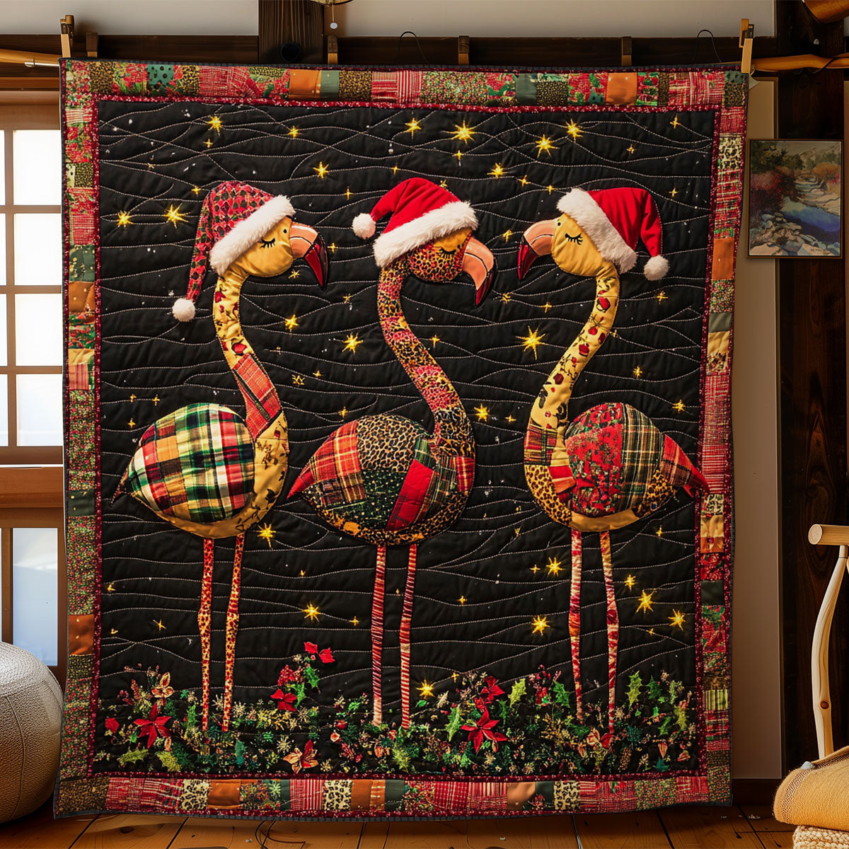 Festive Flamingo Trio WN1107011CL Quilt