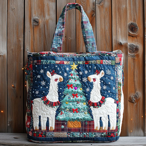 Llama Holiday Blessing WN1711044CL Quilted Tote Bag