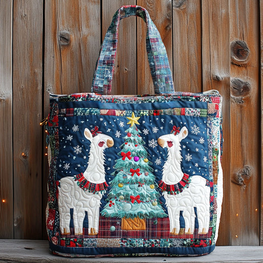 Llama Holiday Blessing WN1711044CL Quilted Tote Bag