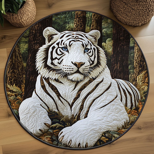 Majestic White Tiger WJ2503035CL Quilted Round Mat
