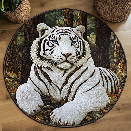 Majestic White Tiger WJ2503035CL Quilted Round Mat