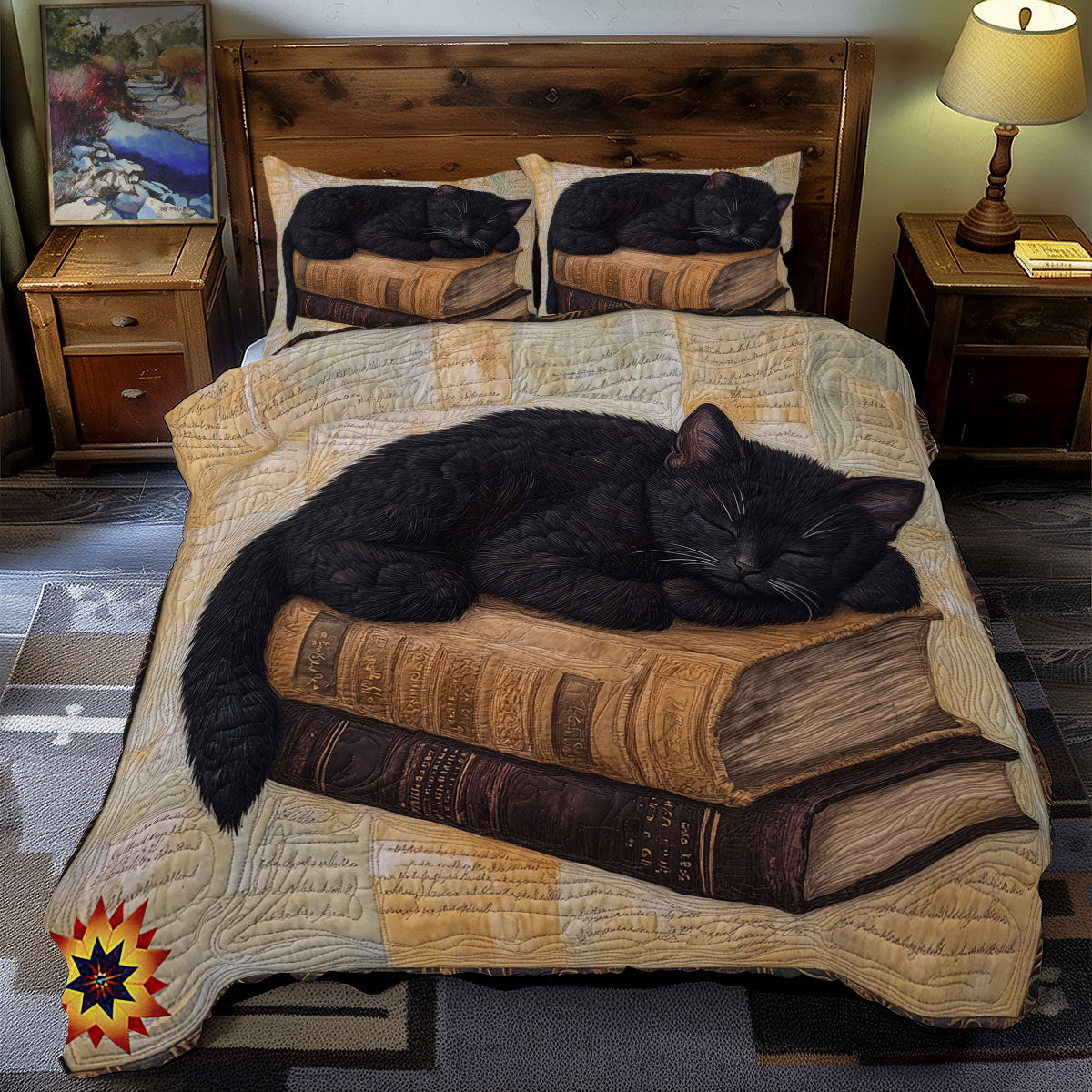 Sleeping Black Cat WY2711089CL Duvet Cover Set