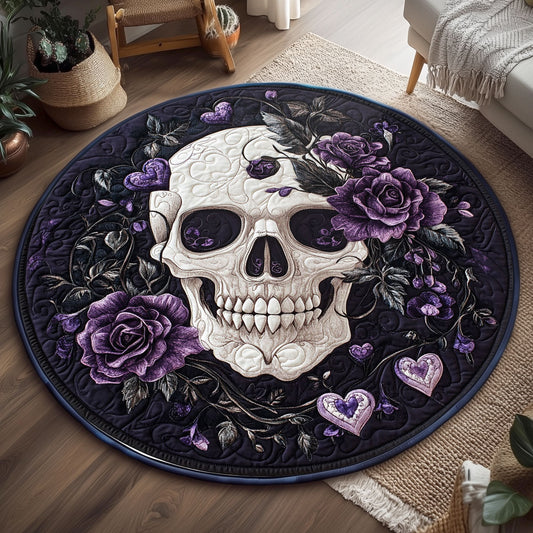 Mysterious Rose Skull WP2204047CL Quilted Round Mat