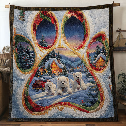 Bichon Frise Paw Holiday Blessing WN0611004CL Quilt