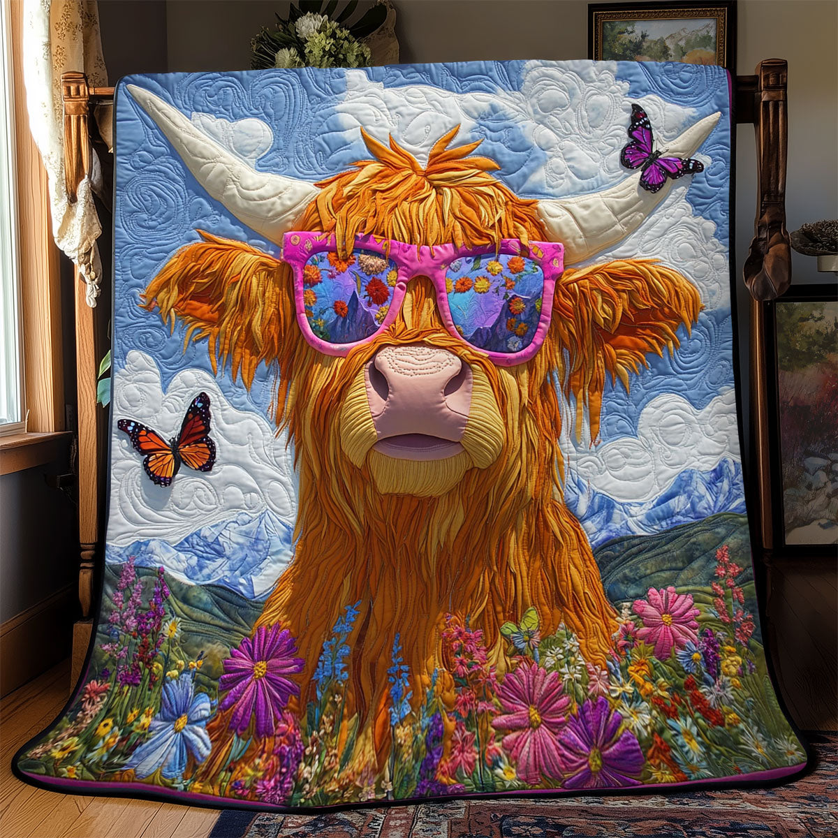 Groovy Highland Cow WJ2001013CL Quilt