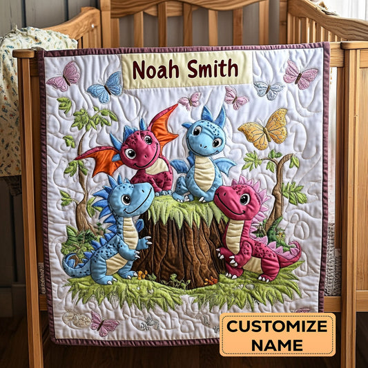 Tiny Dragon Friends WY1807011CL Personalized Baby Quilt