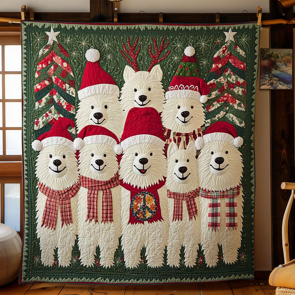 Merry Samoyed Christmas WN3110050CL Quilt