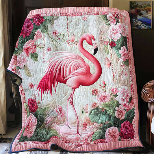 Flamingo In Rose Garden WY1401034CL Quilt