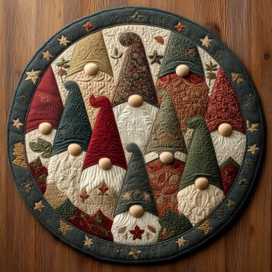 Festive Gnomes XR2809010CL Quilted Round Mat